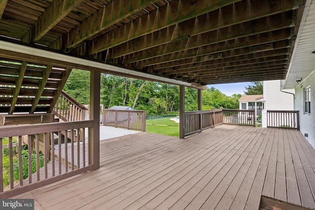 2425 W Colonial Dr, Upper Chichester, PA 19061 - deck with a lawn and stairs