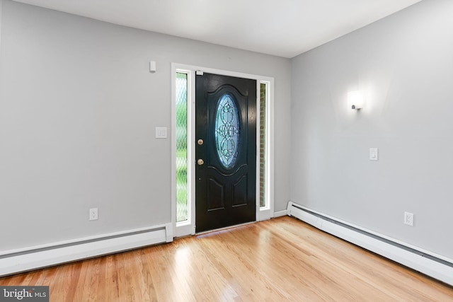 2958 Hannah Ave, Norristown, PA 19401 - foyer entrance featuring a baseboard radiator, baseboard heating, wood finished floors, and baseboards
