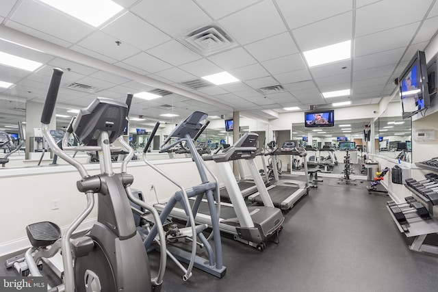 1811 Chestnut St Unit 104, Philadelphia, PA 19103 - exercise room with a drop ceiling