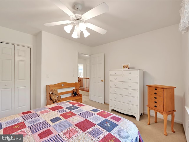 15 Behrens Dr, Palmyra, PA 17078 - bedroom featuring light carpet, a closet, and a ceiling fan