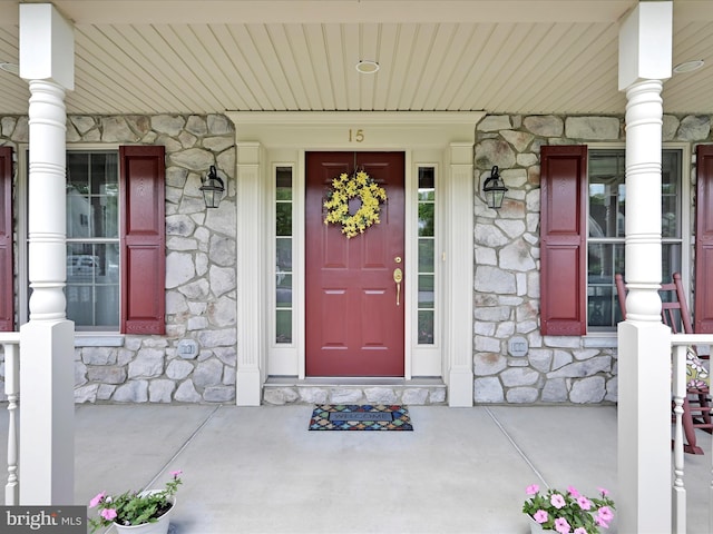 15 Behrens Dr, Palmyra, PA 17078 - view of exterior entry with stone siding and a porch