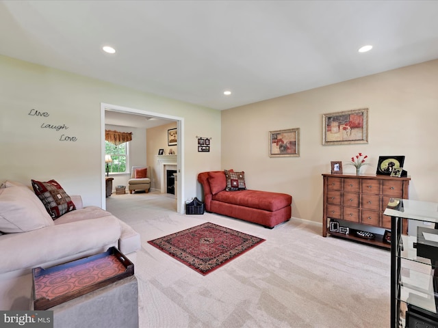 15 Behrens Dr, Palmyra, PA 17078 - carpeted living area featuring recessed lighting, a fireplace, and baseboards