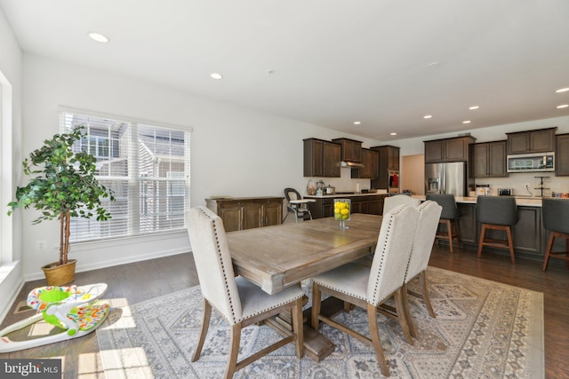 5809 Savannah Dr, Brandywine, MD 20613 - dining space featuring dark wood-style floors, recessed lighting, and baseboards