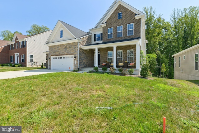 5809 Savannah Dr, Brandywine, MD 20613 - view of front of home featuring a porch, driveway, and a front yard