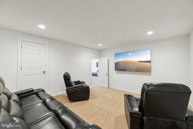 5809 Savannah Dr, Brandywine, MD 20613 - home theater room featuring light colored carpet, recessed lighting, and baseboards