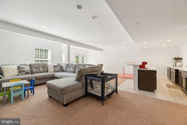 5809 Savannah Dr, Brandywine, MD 20613 - living room with light tile patterned floors and recessed lighting
