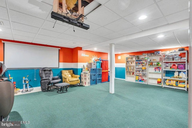 1177 Aster Dr, Toms River, NJ 08753 - playroom with carpet flooring, recessed lighting, and a paneled ceiling
