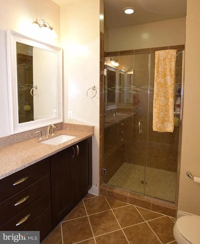 7524 Morris St Unit 5, Fulton, MD 20759 - full bathroom with tile patterned floors, a shower stall, toilet, and vanity