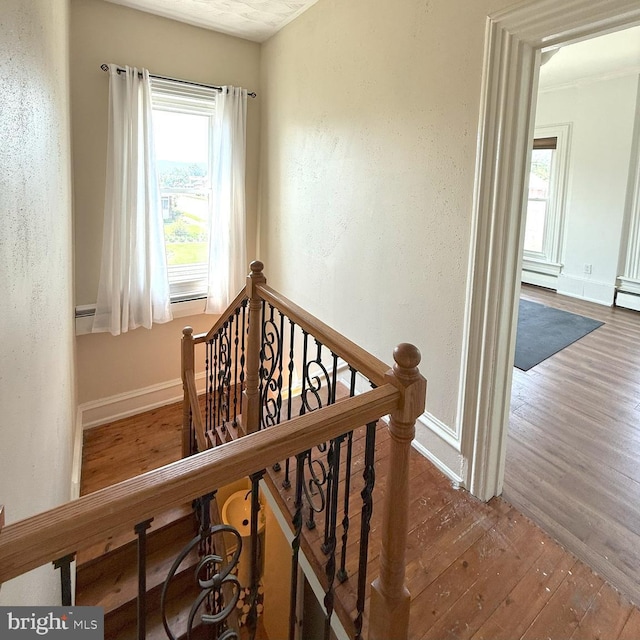 726 E Main St, Lock Haven, PA 17745 - staircase with wood finished floors and baseboards