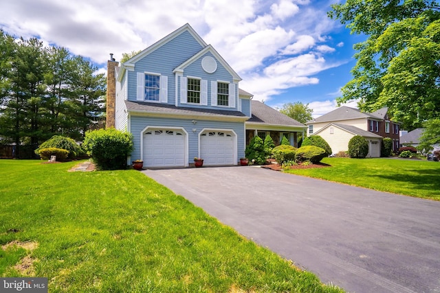 11 Adams Ct, Plainsboro, NJ 08536 - traditional-style house with a garage, a chimney, driveway, and a front yard