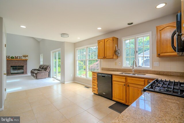 11 Adams Ct, Plainsboro, NJ 08536 - kitchen featuring black appliances, a sink, plenty of natural light, recessed lighting, and backsplash