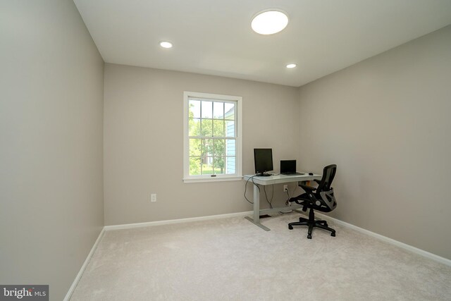 11 Adams Ct, Plainsboro, NJ 08536 - carpeted home office with baseboards and recessed lighting