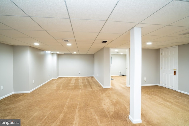 11 Adams Ct, Plainsboro, NJ 08536 - finished basement featuring light carpet, baseboards, recessed lighting, and a paneled ceiling