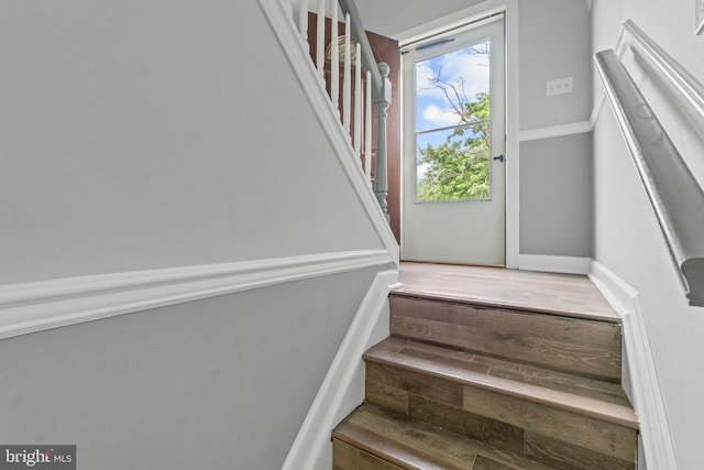 7102 Walnut Ave, Baltimore, MD 21208 - stairs featuring baseboards and wood finished floors