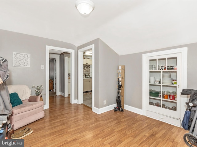 250 E E Main St, Waynesboro, PA 17268 - living area with light wood-style floors, baseboards, and lofted ceiling