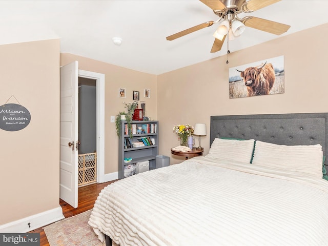 250 E E Main St, Waynesboro, PA 17268 - bedroom featuring wood finished floors, baseboards, and a ceiling fan