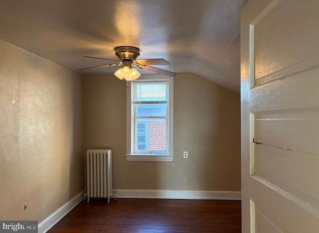 250 E E Main St, Waynesboro, PA 17268 - bonus room with radiator, dark wood-style floors, a ceiling fan, lofted ceiling, and baseboards