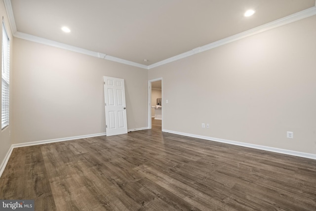 141 Patchwork Dr, Stephenson, VA 22656 - empty room featuring ornamental molding, dark wood-style floors, baseboards, and recessed lighting