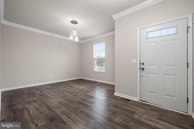 141 Patchwork Dr, Stephenson, VA 22656 - entryway featuring ornamental molding, baseboards, and dark wood-style floors