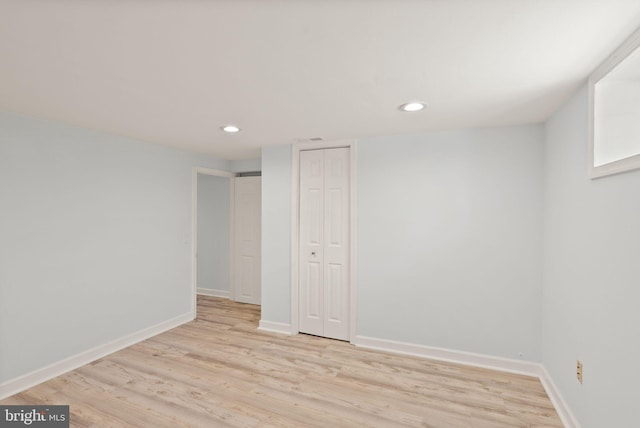 7434 Dickenson St, Springfield, VA 22150 - finished below grade area with light wood-type flooring, baseboards, and recessed lighting