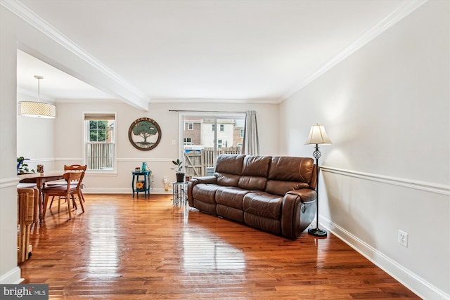 11910 Saint Johnsbury Ct, Reston, VA 20191 - living area featuring wood finished floors, ornamental molding, and baseboards