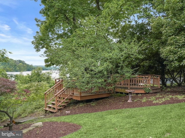 1316 Swan Harbour Rd, Fort Washington, MD 20744 - view of green lawn with a wooden deck