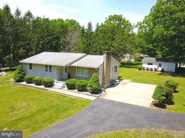 23 N Valley View Ln, Keyser, WV 26726 - single story home featuring a chimney, concrete driveway, and a front yard