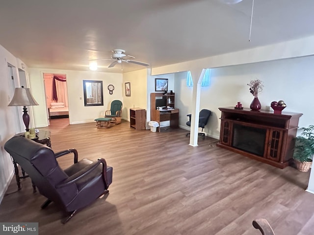 23 N Valley View Ln, Keyser, WV 26726 - living area with wood finished floors, ceiling fan, and baseboards