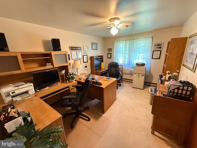 23 N Valley View Ln, Keyser, WV 26726 - office area featuring a ceiling fan and a baseboard radiator