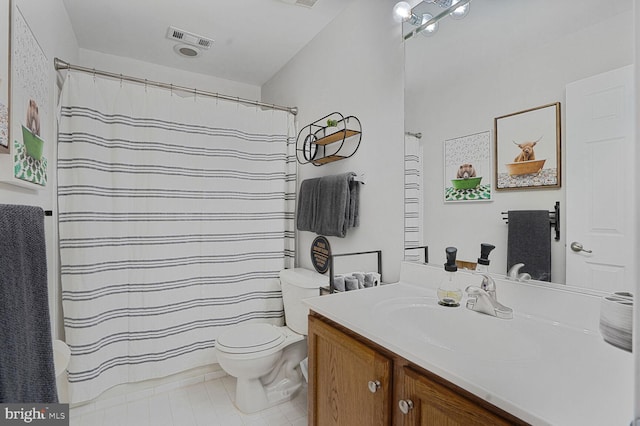 5040 Hummingbird Ln, Warrenton, VA 20187 - full bath with vanity, toilet, tile patterned flooring, and a shower with shower curtain