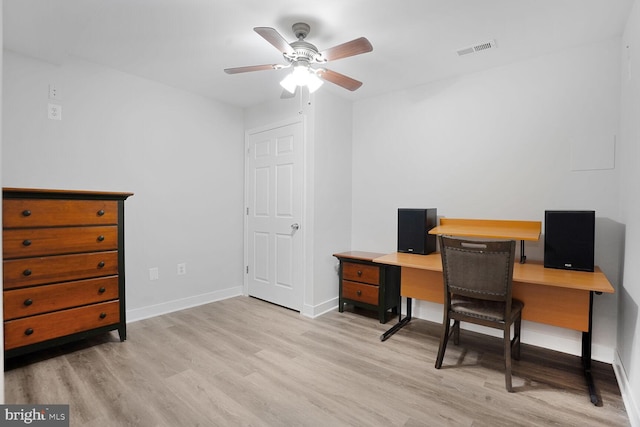 5040 Hummingbird Ln, Warrenton, VA 20187 - office featuring light wood finished floors, ceiling fan, and baseboards