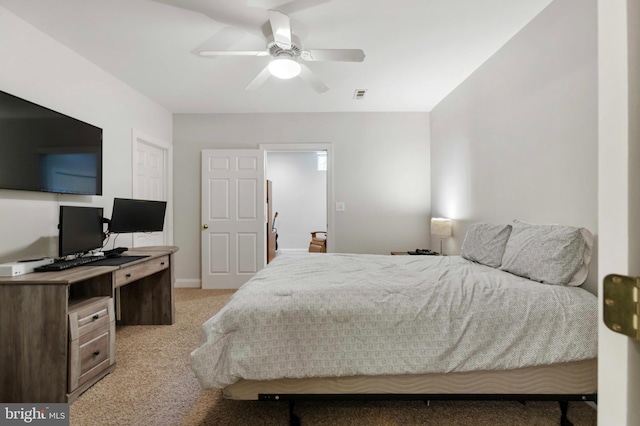 11 Woods Edge Rd, West Chester, PA 19382 - bedroom with light carpet, a desk, ceiling fan, and baseboards