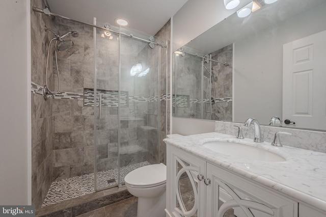 143 Bakerfield Dr, Middletown, DE 19709 - full bathroom featuring a shower stall, toilet, and vanity
