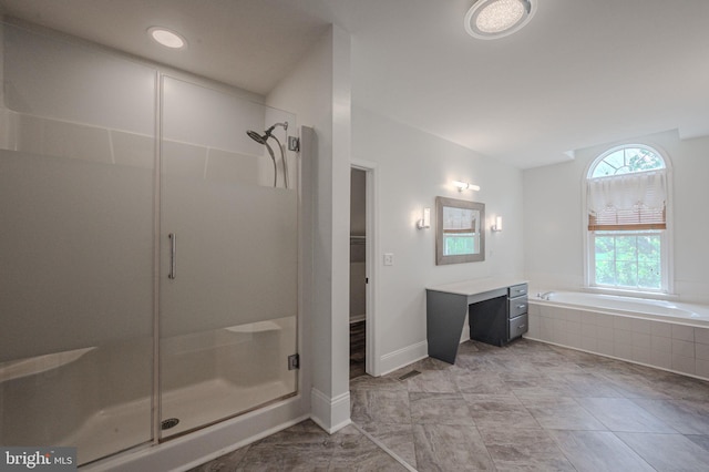 143 Bakerfield Dr, Middletown, DE 19709 - full bath featuring a stall shower, a bath, and vanity