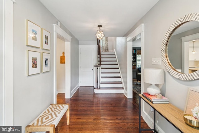 330 Wood Ln, Haddonfield, NJ 08033 - entryway with wood finished floors, stairway, and baseboards