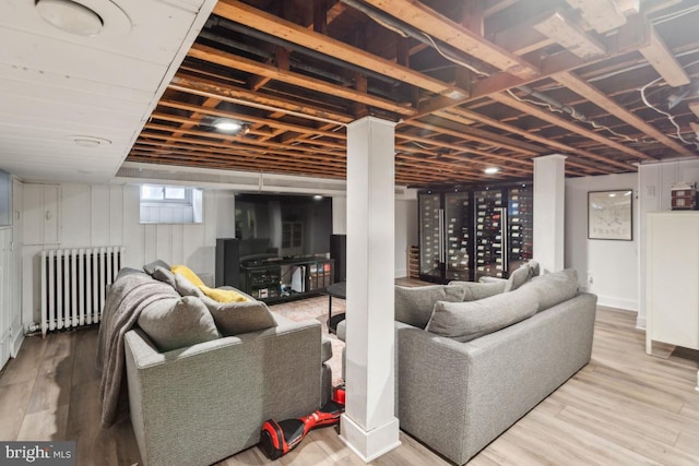 330 Wood Ln, Haddonfield, NJ 08033 - below grade area featuring radiator and wood finished floors