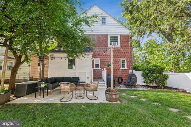 330 Wood Ln, Haddonfield, NJ 08033 - rear view of property with outdoor lounge area, brick siding, and a patio area