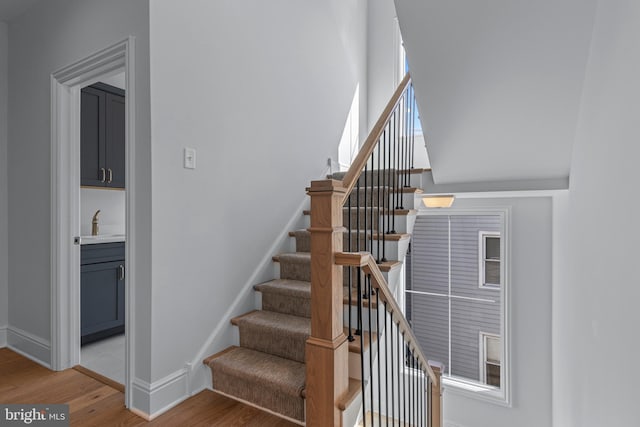 629 S Orange St, Media, PA 19063 - staircase with wood finished floors and baseboards