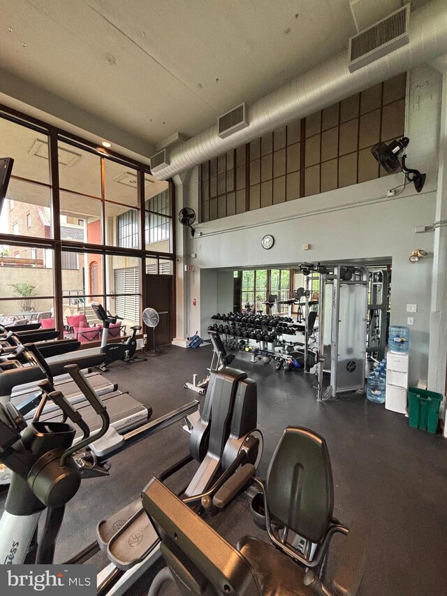 2429 Locust St Unit 319, Philadelphia, PA 19103 - workout area featuring a towering ceiling