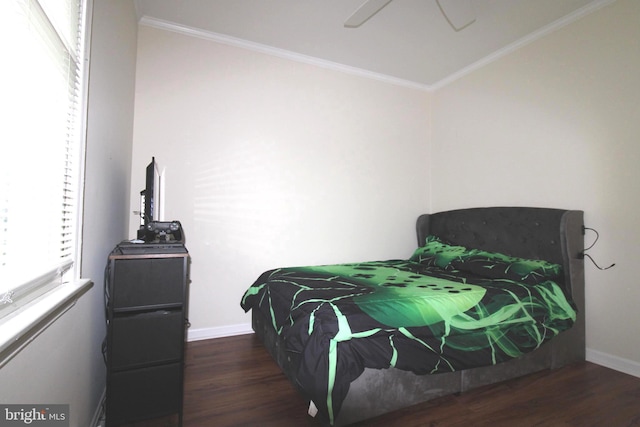 17 Greenridge Ave, Ridgely, MD 21660 - bedroom featuring wood finished floors, baseboards, crown molding, and a ceiling fan