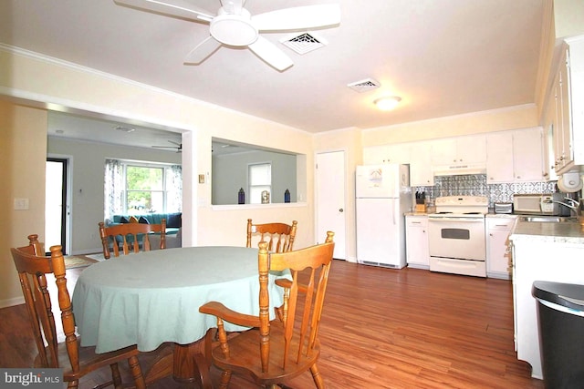 17 Greenridge Ave, Ridgely, MD 21660 - dining space with ceiling fan, wood finished floors, and ornamental molding