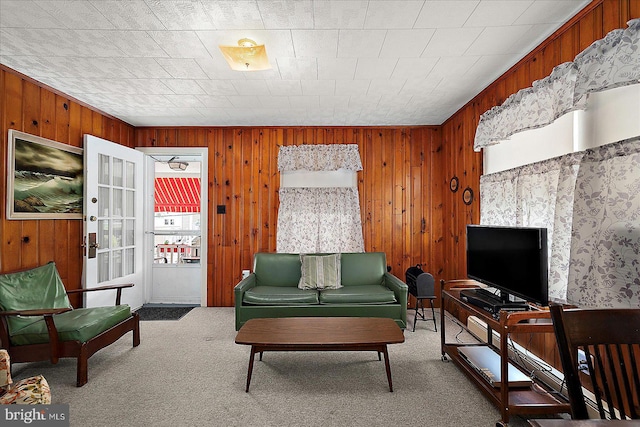 104 11th St, Ocean City, MD 21842 - living room featuring healthy amount of natural light, carpet floors, and wooden walls