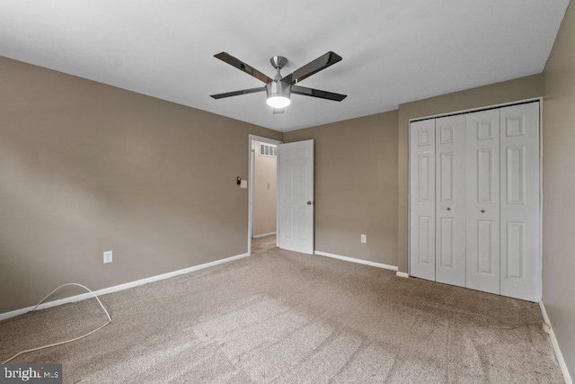 911 Circle Dr, Baltimore, MD 21227 - unfurnished bedroom with baseboards, carpet flooring, a closet, and ceiling fan