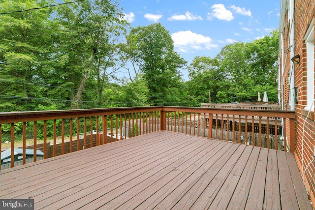 911 Circle Dr, Baltimore, MD 21227 - wooden deck featuring view of wooded area