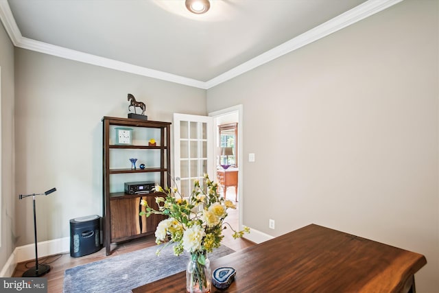 2371 N Edgewood St, Arlington, VA 22207 - office area featuring crown molding, baseboards, and wood finished floors