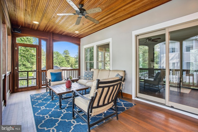 2371 N Edgewood St, Arlington, VA 22207 - sunroom with a ceiling fan and outdoor lounge area