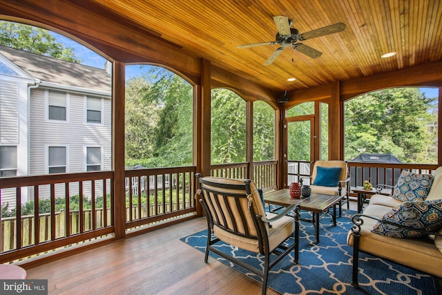 2371 N Edgewood St, Arlington, VA 22207 - sunroom / solarium featuring a ceiling fan, outdoor lounge area, and healthy amount of natural light