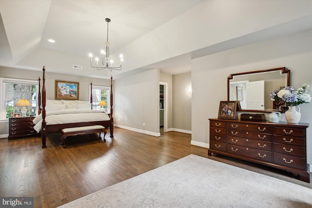 2371 N Edgewood St, Arlington, VA 22207 - bedroom with a chandelier, wood finished floors, baseboards, recessed lighting, and a tray ceiling