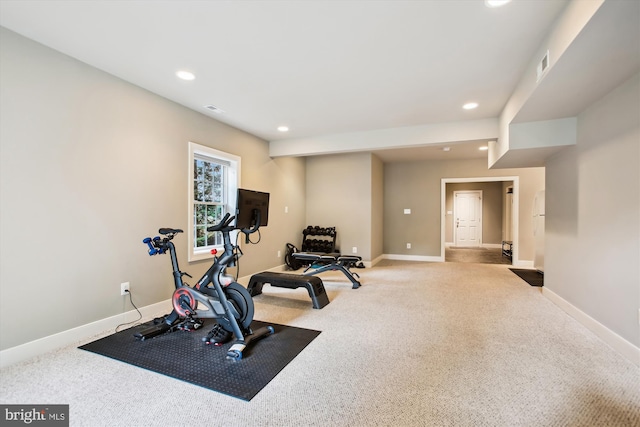 2371 N Edgewood St, Arlington, VA 22207 - exercise area with recessed lighting, baseboards, and carpet floors
