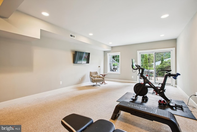 2371 N Edgewood St, Arlington, VA 22207 - exercise room featuring carpet, baseboards, and recessed lighting